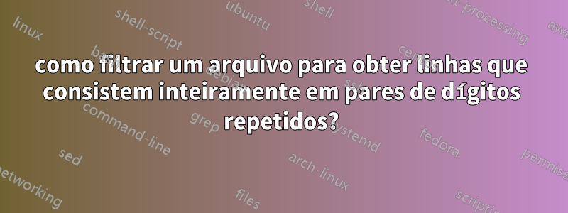 como filtrar um arquivo para obter linhas que consistem inteiramente em pares de dígitos repetidos?