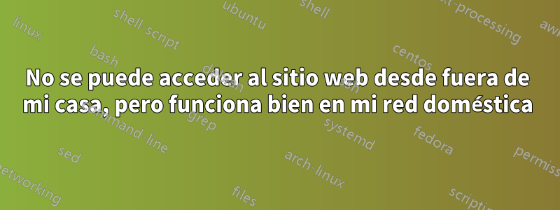 No se puede acceder al sitio web desde fuera de mi casa, pero funciona bien en mi red doméstica