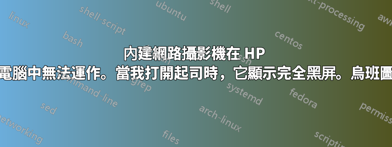 內建網路攝影機在 HP 筆記型電腦中無法運作。當我打開起司時，它顯示完全黑屏。烏班圖20.04