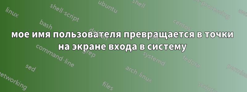 мое имя пользователя превращается в точки на экране входа в систему