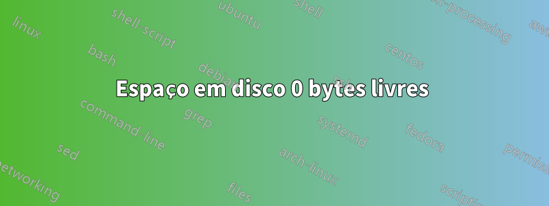 Espaço em disco 0 bytes livres