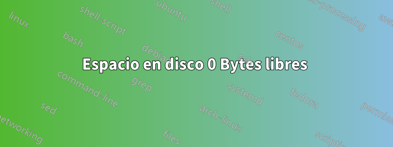 Espacio en disco 0 Bytes libres