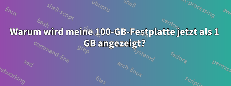 Warum wird meine 100-GB-Festplatte jetzt als 1 GB angezeigt?