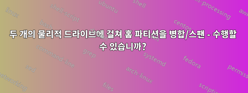 두 개의 물리적 드라이브에 걸쳐 홈 파티션을 병합/스팬 - 수행할 수 있습니까?