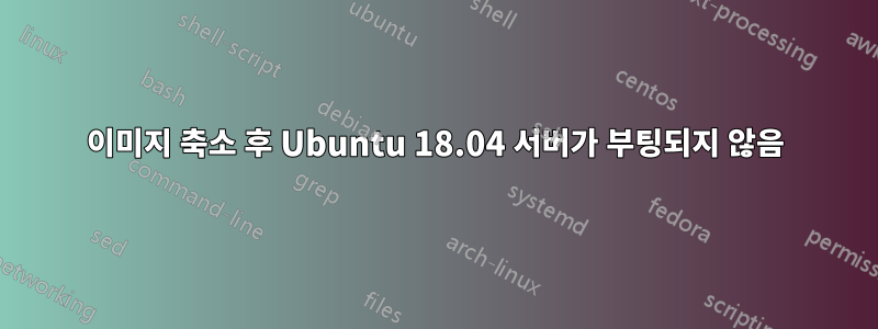 이미지 축소 후 Ubuntu 18.04 서버가 부팅되지 않음