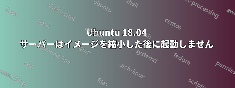 Ubuntu 18.04 サーバーはイメージを縮小した後に起動しません