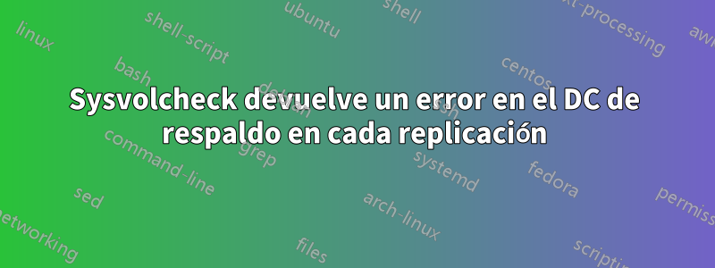 Sysvolcheck devuelve un error en el DC de respaldo en cada replicación