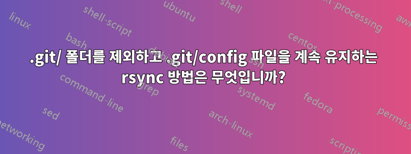 .git/ 폴더를 제외하고 .git/config 파일을 계속 유지하는 rsync 방법은 무엇입니까?