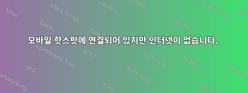 모바일 핫스팟에 연결되어 있지만 인터넷이 없습니다.