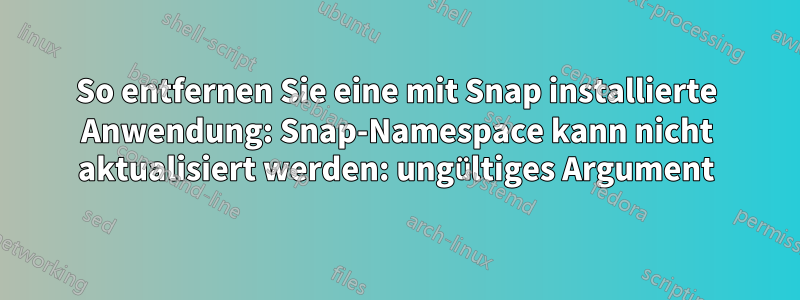 So entfernen Sie eine mit Snap installierte Anwendung: Snap-Namespace kann nicht aktualisiert werden: ungültiges Argument