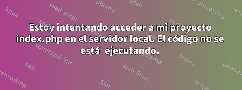 Estoy intentando acceder a mi proyecto index.php en el servidor local. El código no se está ejecutando.