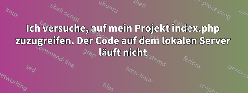 Ich versuche, auf mein Projekt index.php zuzugreifen. Der Code auf dem lokalen Server läuft nicht