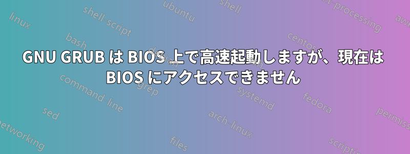GNU GRUB は BIOS 上で高速起動しますが、現在は BIOS にアクセスできません