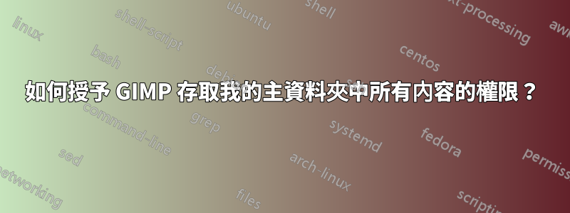 如何授予 GIMP 存取我的主資料夾中所有內容的權限？