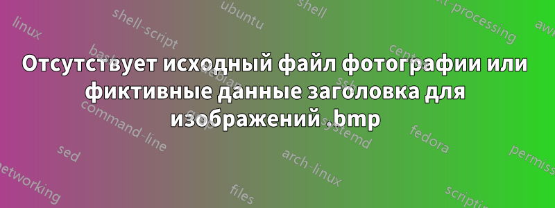 Отсутствует исходный файл фотографии или фиктивные данные заголовка для изображений .bmp