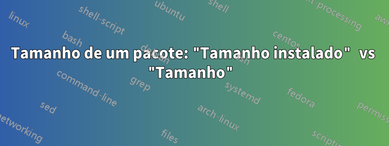 Tamanho de um pacote: "Tamanho instalado" vs "Tamanho"