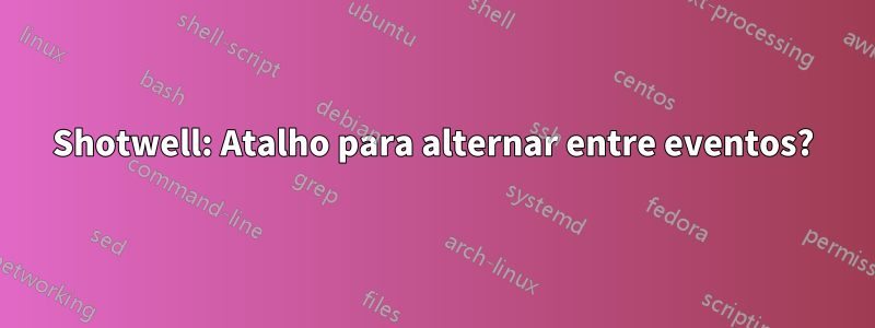 Shotwell: Atalho para alternar entre eventos?