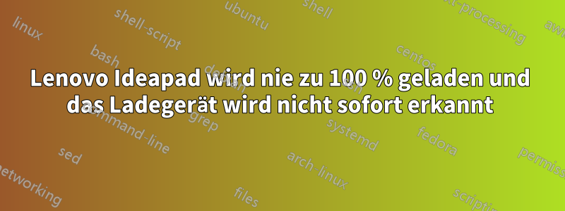 Lenovo Ideapad wird nie zu 100 % geladen und das Ladegerät wird nicht sofort erkannt