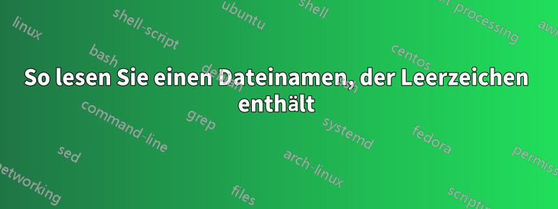 So lesen Sie einen Dateinamen, der Leerzeichen enthält