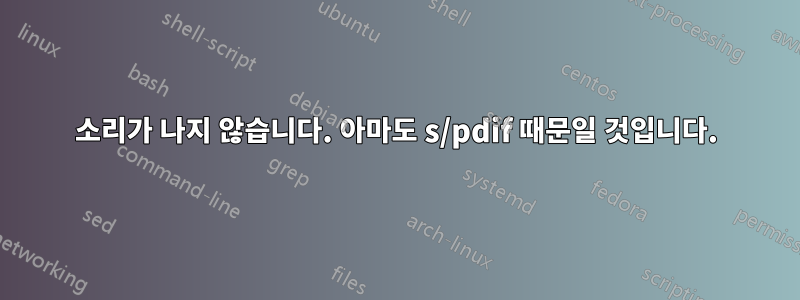 소리가 나지 않습니다. 아마도 s/pdif 때문일 것입니다.