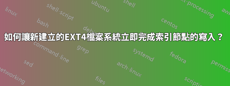如何讓新建立的EXT4檔案系統立即完成索引節點的寫入？