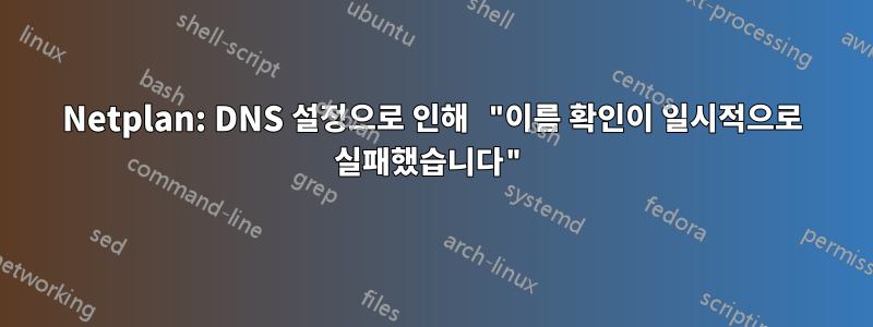 Netplan: DNS 설정으로 인해 "이름 확인이 일시적으로 실패했습니다"