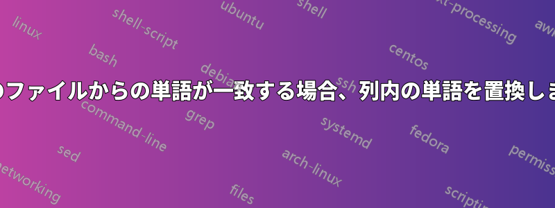 別のファイルからの単語が一致する場合、列内の単語を置換します