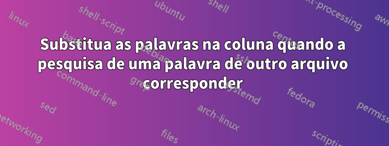 Substitua as palavras na coluna quando a pesquisa de uma palavra de outro arquivo corresponder