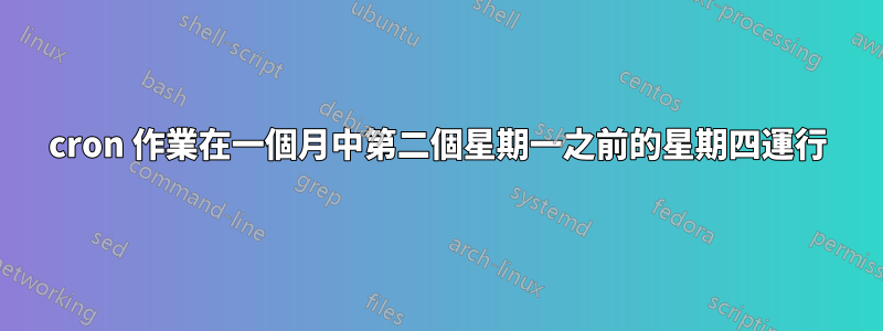 cron 作業在一個月中第二個星期一之前的星期四運行