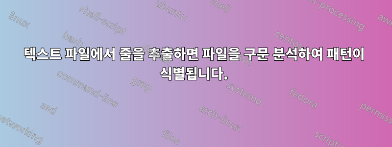 텍스트 파일에서 줄을 추출하면 파일을 구문 분석하여 패턴이 식별됩니다.
