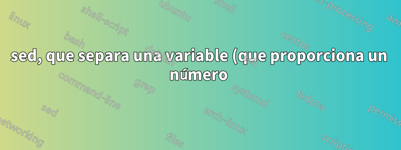 sed, que separa una variable (que proporciona un número) de la instrucción para insertar texto en una línea específica
