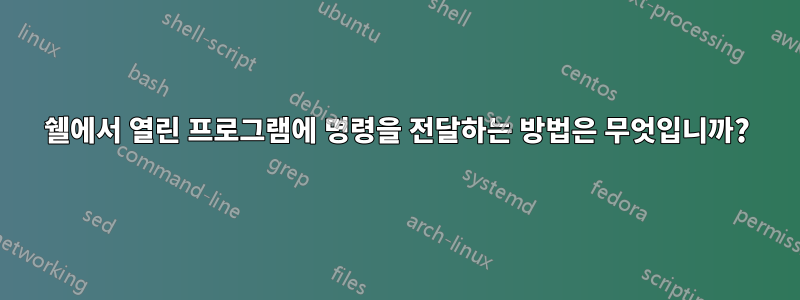 쉘에서 열린 프로그램에 명령을 전달하는 방법은 무엇입니까?