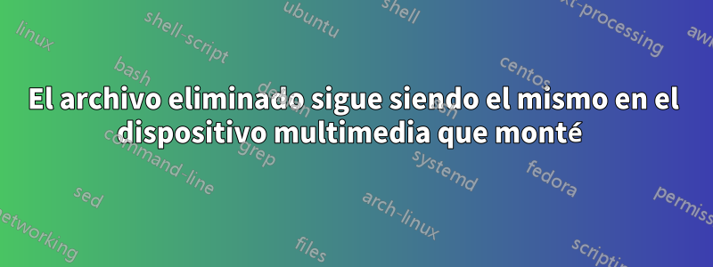 El archivo eliminado sigue siendo el mismo en el dispositivo multimedia que monté