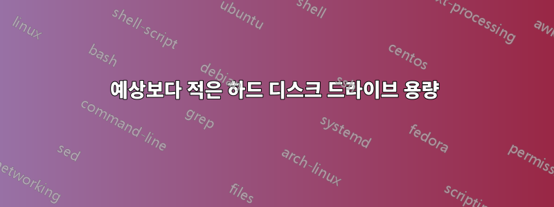 예상보다 적은 하드 디스크 드라이브 용량