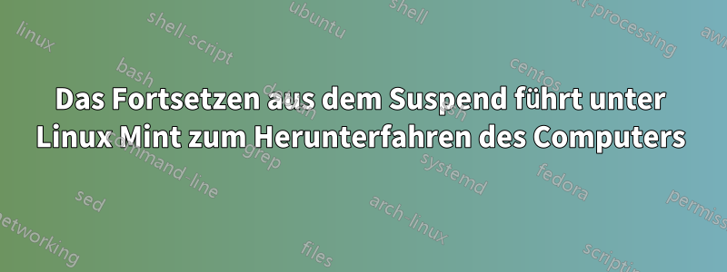 Das Fortsetzen aus dem Suspend führt unter Linux Mint zum Herunterfahren des Computers