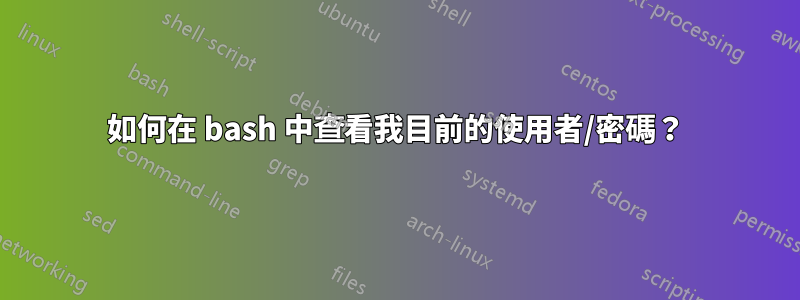 如何在 bash 中查看我目前的使用者/密碼？