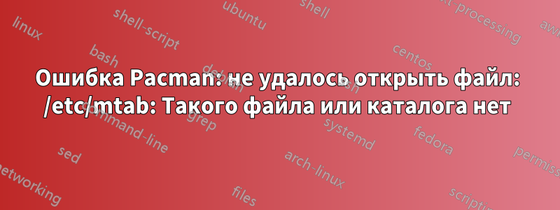 Ошибка Pacman: не удалось открыть файл: /etc/mtab: Такого файла или каталога нет