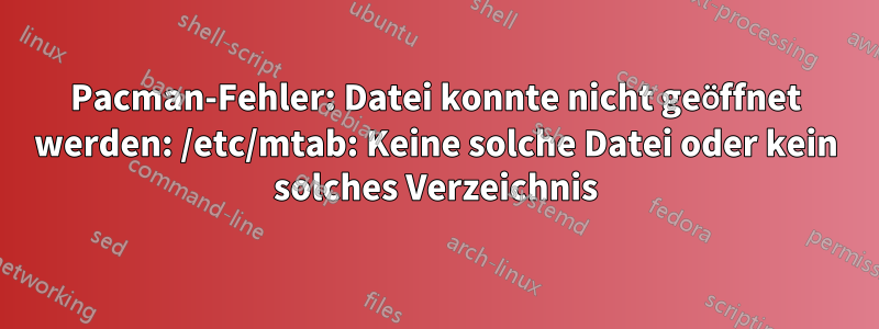 Pacman-Fehler: Datei konnte nicht geöffnet werden: /etc/mtab: Keine solche Datei oder kein solches Verzeichnis