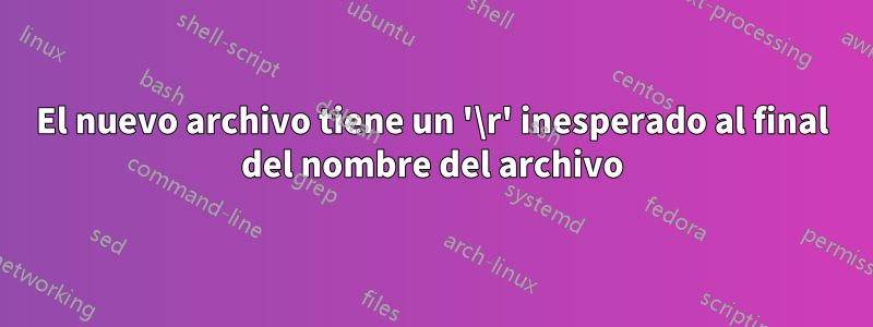 El nuevo archivo tiene un '\r' inesperado al final del nombre del archivo