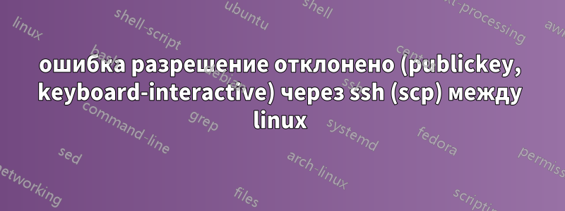 ошибка разрешение отклонено (publickey, keyboard-interactive) через ssh (scp) между linux