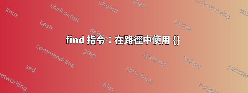 find 指令：在路徑中使用 {}