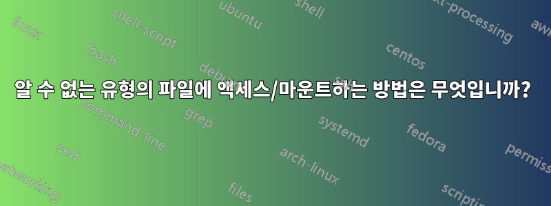 알 수 없는 유형의 파일에 액세스/마운트하는 방법은 무엇입니까?