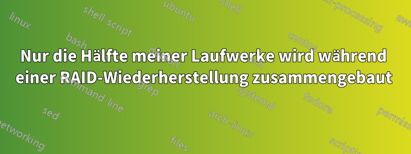 Nur die Hälfte meiner Laufwerke wird während einer RAID-Wiederherstellung zusammengebaut