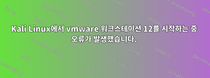 Kali Linux에서 vmware 워크스테이션 12를 시작하는 중 오류가 발생했습니다.