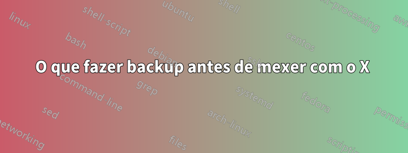 O que fazer backup antes de mexer com o X