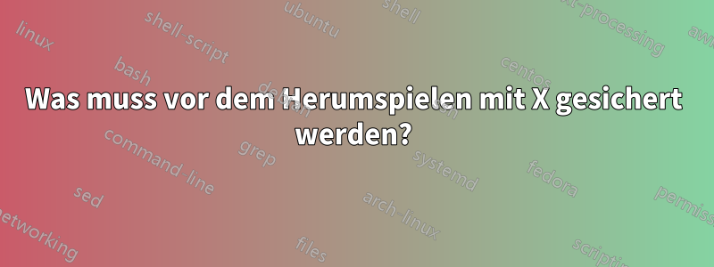 Was muss vor dem Herumspielen mit X gesichert werden?