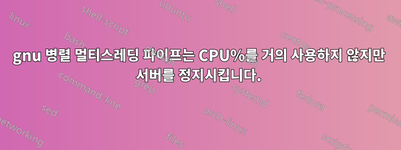 gnu 병렬 멀티스레딩 파이프는 CPU%를 거의 사용하지 않지만 서버를 정지시킵니다.