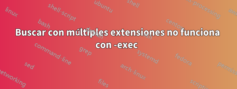 Buscar con múltiples extensiones no funciona con -exec 