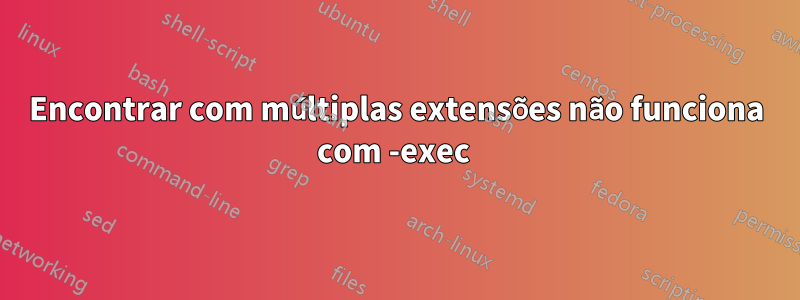 Encontrar com múltiplas extensões não funciona com -exec 