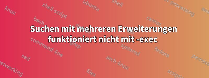 Suchen mit mehreren Erweiterungen funktioniert nicht mit -exec 